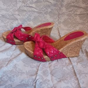 Red wedge sandals